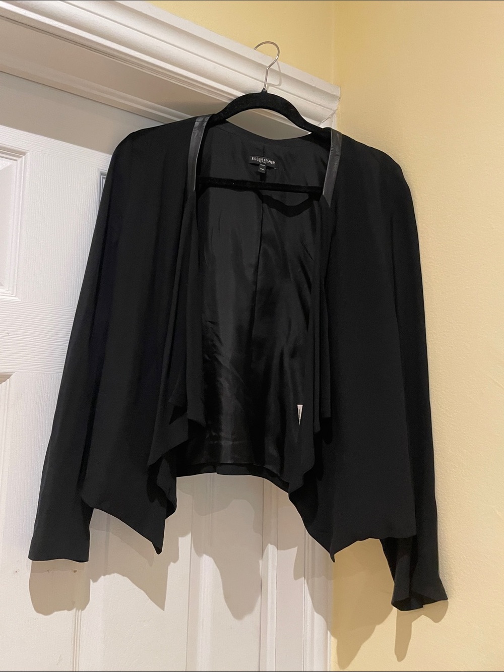 Eileen Fisher Black Draped Open-Front Jacket
